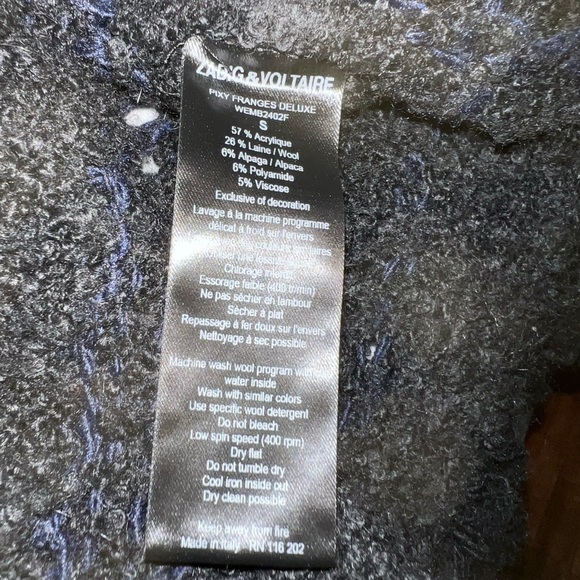 Zadig & Voltaire PIXY FRANGES DELUXE Cardigan Size Small - Picture 7 of 7